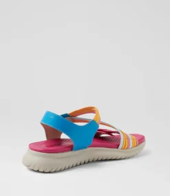 Women I LOVE BILLY Flats|Sandals-Edwyna Fuchsia Bright Multi Elastic Sandals