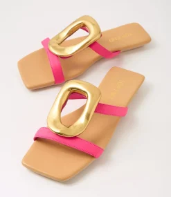 Women TOP END Flats|Slides-Egil Hot Pink Leather Slides