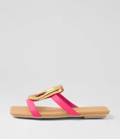 Women TOP END Flats|Slides-Egil Hot Pink Leather Slides