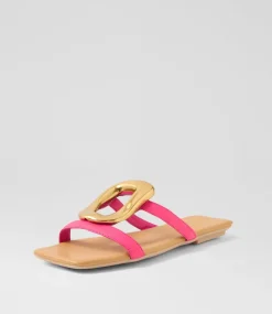 Women TOP END Flats|Slides-Egil Hot Pink Leather Slides