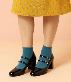 Women I LOVE BILLY Mary Janes|Heels-Eiko Black Patent PU Heels