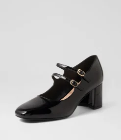 Women I LOVE BILLY Mary Janes|Heels-Eiko Black Patent PU Heels