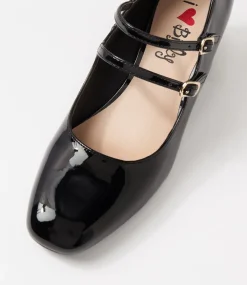 Women I LOVE BILLY Mary Janes|Heels-Eiko Black Patent PU Heels