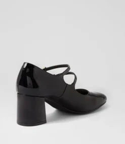 Women I LOVE BILLY Mary Janes|Heels-Eiko Black Patent PU Heels