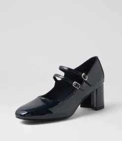 Women I LOVE BILLY Mary Janes|Heels-Eiko Navy Patent Pu Mary Jane Heels