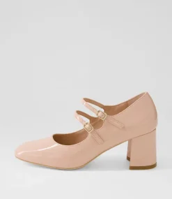 Women I LOVE BILLY Mary Janes|Heels-Eiko Nude Patent Pu Mary Jane Heels