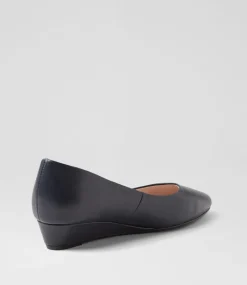 Women SUPERSOFT Comfort|Wedges-Elandra Navy Leather Flat Shoes