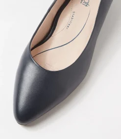 Women SUPERSOFT Comfort|Wedges-Elandra Navy Leather Flat Shoes