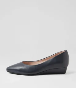 Women SUPERSOFT Comfort|Wedges-Elandra Navy Leather Flat Shoes