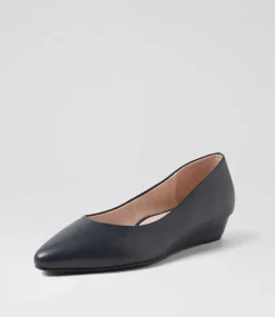 Women SUPERSOFT Comfort|Wedges-Elandra Navy Leather Flat Shoes