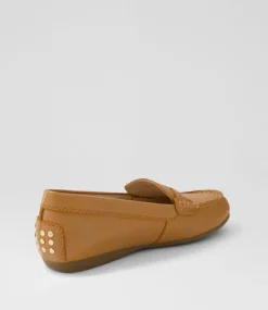 Women DIANA FERRARI Flats|Loafers-Elian Dark Tan Leather Loafers