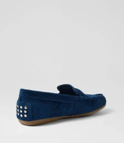 Women DIANA FERRARI Flats|Loafers-Elian Navy Suede Loafers