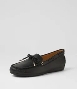 Women DIANA FERRARI Loafers|Flats-Eliney Black Leather Flat Shoes