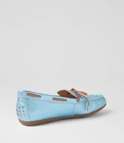 Women DIANA FERRARI Flats-Eliney Blue Metallic Tan Leather Flat Shoes