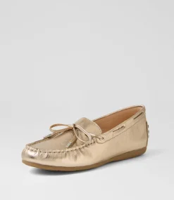 Women DIANA FERRARI Loafers|Flats-Eliney Champagne Leather Flat Shoes