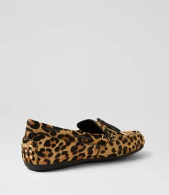 Women DIANA FERRARI Flats-Eliney Leopard Black Pony Leather Flat Shoes
