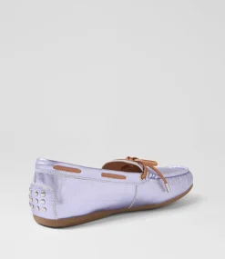 Women DIANA FERRARI Flats-Eliney Violet Metallic Tan Leather Flat Shoes