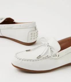 Women DIANA FERRARI Flats|Loafers-Eliney White Leather Flat Shoes