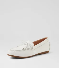 Women DIANA FERRARI Flats|Loafers-Eliney White Leather Flat Shoes