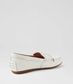 Women DIANA FERRARI Flats|Loafers-Eliney White Leather Flat Shoes