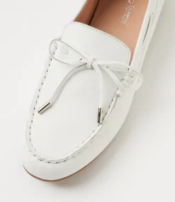 Women DIANA FERRARI Flats|Loafers-Eliney White Leather Flat Shoes