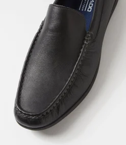 COLORADO Casuals-Eliot Black Leather Flat Shoes