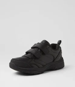 LYNX Sport School Shoes|Junior School Shoes-Elite Jnr E Adj Black Leather Sneakers