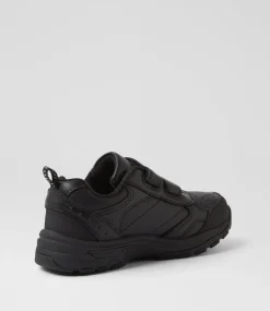 LYNX Sport School Shoes|Junior School Shoes-Elite Jnr E Adj Black Leather Sneakers