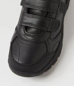 LYNX Sport School Shoes|Junior School Shoes-Elite Jnr E Adj Black Leather Sneakers