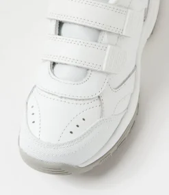 LYNX Sport School Shoes|Junior School Shoes-Elite Jnr E Adj White Leather Sneakers