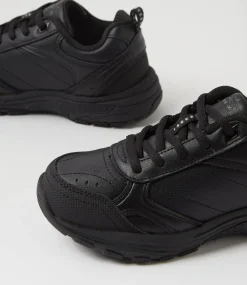 LYNX Sport School Shoes|Junior School Shoes-Elite Jnr E Lace Black Leather Sneakers
