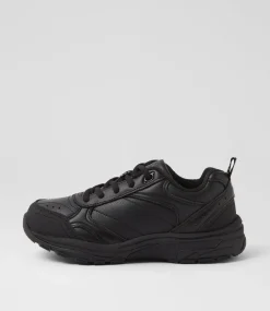 LYNX Sport School Shoes|Junior School Shoes-Elite Jnr E Lace Black Leather Sneakers