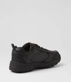 LYNX Sport School Shoes|Junior School Shoes-Elite Jnr E Lace Black Leather Sneakers