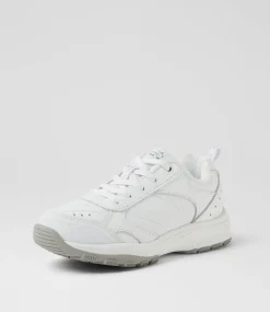 LYNX Sport School Shoes|Junior School Shoes-Elite Jnr E Lace White Leather Sneakers