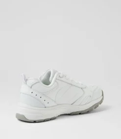 LYNX Sport School Shoes|Junior School Shoes-Elite Jnr E Lace White Leather Sneakers