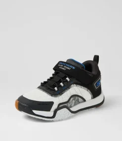 SKECHERS Sport School Shoes-Elite Sport Court Junior Black White Fabric Sneakers