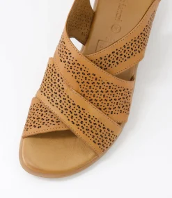 Women DIANA FERRARI Flats|Sandals-Elkah Tan Leather Sandals