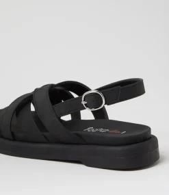 Women I LOVE BILLY Flats|Sandals-Elleson Black Smooth Sandals