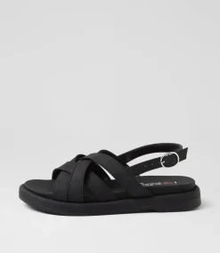 Women I LOVE BILLY Flats|Sandals-Elleson Black Smooth Sandals