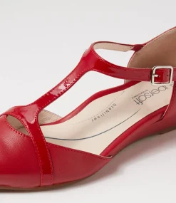 Women SUPERSOFT Comfort|Wedges-Ember Dark Red Leather Patent Flat Shoes