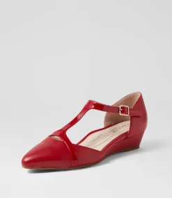 Women SUPERSOFT Comfort|Wedges-Ember Dark Red Leather Patent Flat Shoes