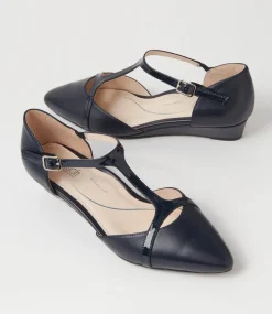 Women SUPERSOFT Comfort|Wedges-Ember Navy Leather Patent Flat Shoes