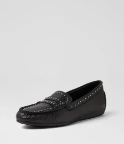 Women DIANA FERRARI Loafers|Flats-Embrey Black Leather Loafers