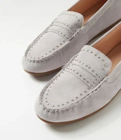 Women DIANA FERRARI Loafers|Flats-Embrey Pale Grey Suede Loafers