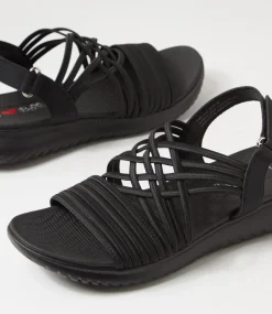 Women I LOVE BILLY Flats|Sandals-Emelia Black Elastic Sandals
