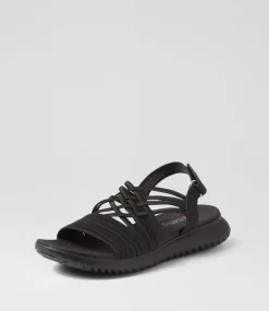 Women I LOVE BILLY Flats|Sandals-Emelia Black Elastic Sandals