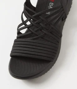Women I LOVE BILLY Flats|Sandals-Emelia Black Elastic Sandals