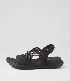 Women I LOVE BILLY Flats|Sandals-Emelia Black Elastic Sandals