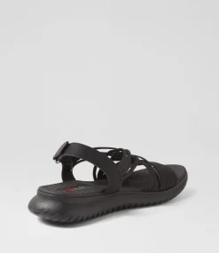 Women I LOVE BILLY Flats|Sandals-Emelia Black Elastic Sandals