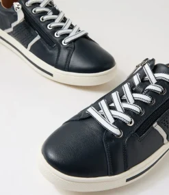 Women SUPERSOFT Comfort|Sneakers-Emillio Navy Silver Leather Sneakers